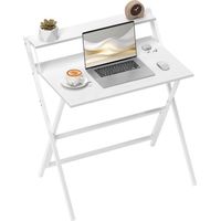 Scrivania Pieghevole con Ripiano per Monitor, 81.5x62x86.5 cm, Bianco