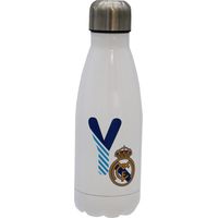 Real Madrid - Bottiglia d'acqua in acciaio inox, chiusura ermetica, con motivo lettera e blu, 550 ml, colore: bianco, prodotto ufficiale (CyP Brands)