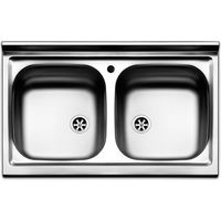 Aufsatzspüle aus Edelstahl mit 2 Becken 80 cm