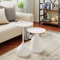 Table Basse gigogne ronde lot de 2, design moderne, blanche