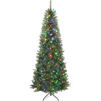 Sapin 210 cm LED bicolores 9 modes. 1273 branches ignifuges, base pliable pour décoration maison.