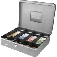 HMF 10019-09 Geldkassette Münzeinsatz Scheinfächer, 30 x 24 x 9 cm, silber
