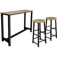 Bartisch mit 2 Barhockern Metallbeine 140x100x40cm Bartresen küche Modell Ani Schwarz und Sonoma