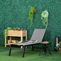 Chaise longue en aluminium, chaise longue de jardin, grise et noire