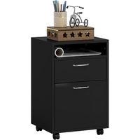 60cm Mobile Filing Cabinet with Drawer and Open Shelf,4 Wheels for Office or Home Organization,Black Finish