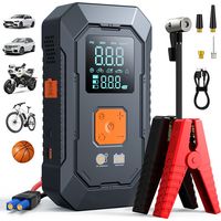 ES12-B Boosteur de batterie 8000A avec compresseur gonfleur 150PSI sans fil, batterie externe, lampe LED Sécurité feu de détresse/rouge/bleu/SOS