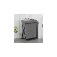 GROOFOO Panier à Linge, 2 Pcs Corbeille à Linge Sale, Panier à Linge Pliable, Grand Bac a Linge avec Sacs Amovibles pour Buanderie, Corbeille à Linge
