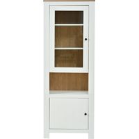 Vetrina con 2 Ante, 6 Vani, Ripiani Regolabili e LED per Soggiorno, in Pannelli di Particelle, 70×40×188 cm, Bianco