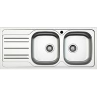 Évier de cuisine encastrable MP1162SX acier 116x50 cm deux bacs et égouttoir gauche