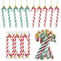 Décorations de saison 12 Pièces Ornement de Canne de Bonbon de Noël Ornement de Canne de Bonbon en Plastique Béquille de Bonbon en Plastique Torsadée Sucre Suspendu Scintillant pour Sapin GROOFOO (Ro