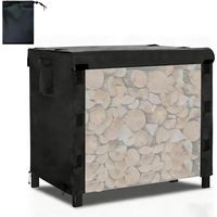 Range BûChes ExtéRieur Abri Bois De Chauffage Housse,600D Oxford Couverture de Porte-bûches,imperméable abri de Rangement pour Bois pour Porte-bûches de cheminée,Noir,10FT