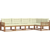 vidaXL Outdoor Sofa Set with Cushion 5 pcs Natural and Cream
