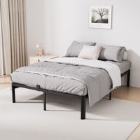Auralum Max Telaio Letto Matrimoniale 140 x 190 cm con Spazio Archiviazione, Struttura Letto in Ferro per adulti, Letto con Rete a Doghe, silenzioso, Nero
