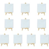 Lot de 10 chevalets mini en bois réglables (15cm haut, 7.8cm large) avec cadre, inclinaison ajustable pour peinture à l'huile et bricolage créatif.