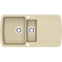 Vidaxl – Évier de cuisine en granit 2 bacs – Résistant à la chaleur et aux rayures – Installation réversible – Filtre à panier inclus