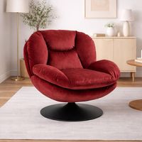 Fauteuil cosy pivotant 81x84x 84cm en velours rouge - ORYO
