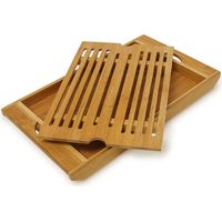 Relaxdays – Planche à découper en bambou 3x37x21,5 cm – Compartiment ramasse-miettes – Pour pain et baguette – Ne pas mettre au lave-vaisselle