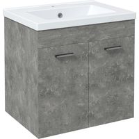 Mueble de Baño con Lavabo Cerámico Armario Bajo de Lavabo de Pared con 2 Puertas Estante Ajustable 60x45,5x60 cm Gris