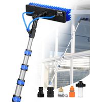 VEVOR Kit Perche Telescopique Nettoyage Panneaux Solaires Extensible a 7,3 m, avec Tete de Brosse PP Rotative 180°, Tuyau 20 m, Outil de Nettoyage Alimentee en Eau, pour Vitres Domestique, Exterieur