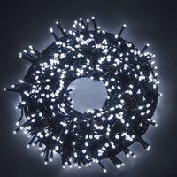 Chaine a' cordes Luccika Home se'rie 36 mt de 720 lumie'res de sapin de Noel a' led blanc glacier 31V cable vert avec 8 jeux de lumie're et me'moire IP44 pour une utilisation inte'rieure et exte'rieur