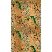 Floral Peacock Wall Mural Green Yellow Birds Chinoiserie Paste The Wall