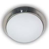 LED-Deckenleuchte rund, Opalglas matt, Dekorring Nickel matt, Ø 30cm