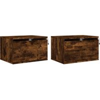 Set di 2 comodini da parete con luci LED 50 x 36 x 30 cm in legno ingegnerizzato marrone DEC036131