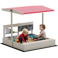 Arenero para Niños con Techo Regulable con Juguetes de Cocina Juego para Niños de 3-7 Años 114x110x110 cm Gris