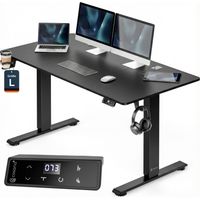 CASARIA® Bureau électrique réglable en hauteur avec écran LCD 72 - 117 cm bureau assis debout structure résistante ajustable L, Noir