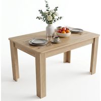 FurnitureR Wooden Dining Table for 4, Modern Rectangular Kitchen Table with Thick Legs, Space Saving Dining Room Table for Apartment Kitchen Dining Room, Oak Finish, 116 x 65 cm