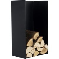 Rack à bûches en acier noir – Dossier pour éviter débordement – Dimensions 45x30x80 cm – Fabrication européenne – Farmcook
