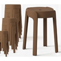 12 Tabourets Gigognes empilables BM HOME TAB-MARRON en plastique, légers pour la maison salle de classe, cuisine, jardin