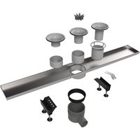 Easy Drain Multi élément encastré sans grille avec garde d'eau 30/35/50mm 9,8x80cm profondeur d'encastrement à partir de 79mm avec sortie latérale
