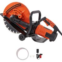 Mophorn Sega elettrica per calcestruzzo, 14 pollici, motore da 3200 W e 15 A, profondità di taglio regolabile da 6 pollici, disco bagnato, per pietra, mattoni