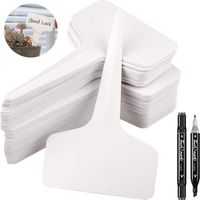 Plant Labels - 120 Pcs Plastic Garden Stakes 10 x 6 cm - Weatherproof Double-Sided Plant Markers for Seedlings Herbs Flowers - Includes 1 Black Felt-Tip Pen