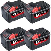 Pdstation – Batterie de remplacement 18V 9.0Ah pour Milwaukee M18 – Lithium-Ion – Autonomie prolongée – Indicateur LED de charge