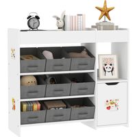 Organizador Infantil con Compartimentos 9 Cestas Extraíbles y Láminas de Pegatinas 92x30x80 cm Blanco