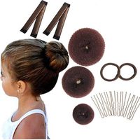Hair Bun Maker Set - 3 Donut Bun Makers - 2 Bun Curlers - 10 Bobby Pins - 2 Hair Ties - For Women and Girls