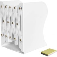 1 Piece Bookend, Extendable Bookend, Metal Bookend, Adjustable Book Wedge, Press Block for Shelf, Heavy Storage for Libraries/Offices (White)