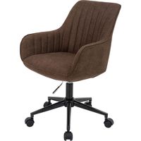 Sedia da ufficio girevole regolabile con braccioli in tessuto marrone con cuciture decorative 040006210