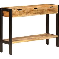 Console 3 tiroirs manguier massif clair et métal noir Grey