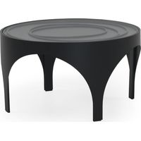 Schwarzer Couchtisch aus Metall mit Glasplatte