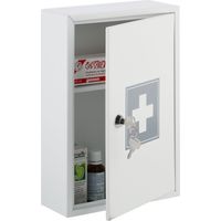 Relaxdays Armoire à pharmacie, verrouillable, 2 niveaux, acier, HxLxP: 32x21,5x8 cm, accrocher, blanc - gris