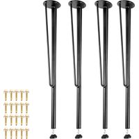 Mophorn Gambe per tavolo in metallo a forcina da 28 pollici. Set di 4 gambe resistenti per scrivanie, panche. Ferro battuto, con protezioni per pavimento in gomma, nero. Ideale per mobili fai da