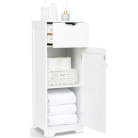 Bathroom Floor Cabinet with 1 Drawer 1 Door 2 Shelves, Free-Standing Storage Unit , 32x30x87cm, for Bathroom Living Room Porch, White, Mondeer