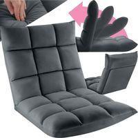 Fauteuil relax 2 en 1 velours réglable 14 positions gris