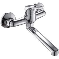 Küchenarmatur zur Wandmontage, Wandmontage, Spültischarmatur, Küchenarmatur, Einhebelmischer mit 360° drehbarer langer Version für die Küche, Chrom