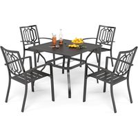 PHIVILLA Garden Table and Chairs Set of 7 Patio Table Chairs Metal Outdoor Bistro Garden Furniture Sets Weather-resistant