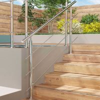 Aica Sanitaire – Garde-corps inox 304 150cm – 1 main courante et 3 traverses – Résistant aux intempéries – Pour bâtiments au bord de la mer