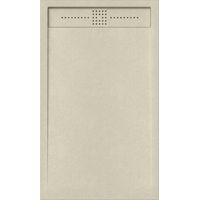 Mineralguss-Duschwanne extra flach ORION Schieferoptik Beige 90x120 cm Auslaufschutz in Farbe